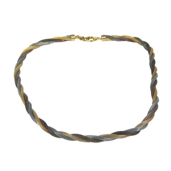 Baskin Brothers Vintage Twisted Rope Chain Necklace Gold Tone Sleek Modern 18 In - Picture 9 of 9